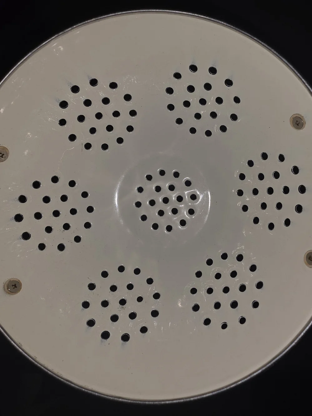 Vintage Ceramic Colander with Blue Checker & Red Radish Motif